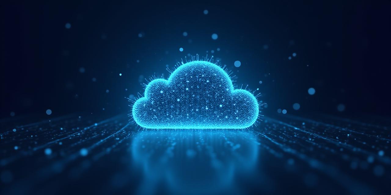Abstract digital cloud infrastructure with glowing data nodes